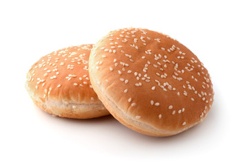 Hamburger buns isolated on white