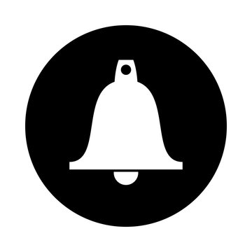 recommend clip art: Bell icon. Black icon isolated on white background. Round icon. Bell silhouette. Simple circle icon. Web site page and mobile app design vector element.