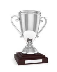 Silver cup on white background. 3D rendering.