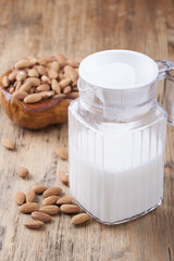 Almond milk in a glass jar
