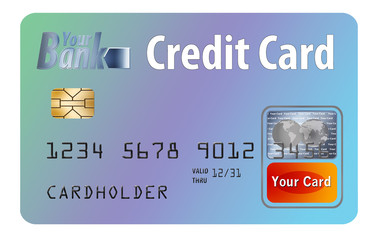 This is a generic, mock credit card isolated on white.