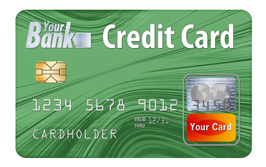 This is a generic, mock credit card isolated on white.