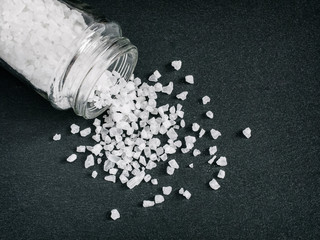 coarse sea salt on stone close up