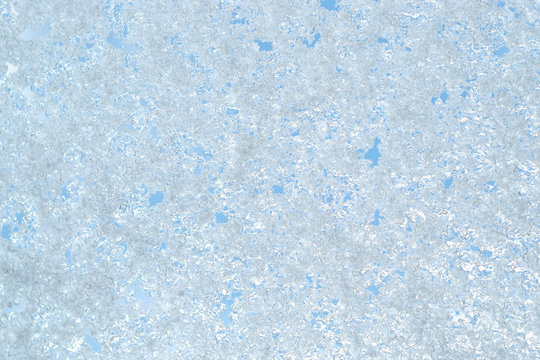 Winter background frozen ice window glass blue cool banner textu