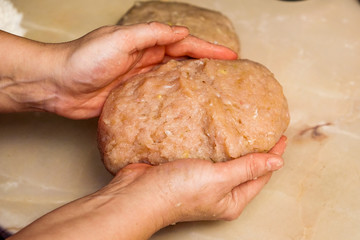 beef cutlets of meat in flour