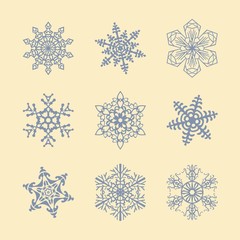 Snowflake icons set. Snow symbols