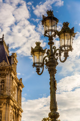 Fototapeta na wymiar antique street lamp in Paris, France