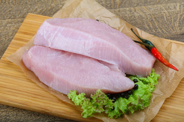 Raw turkey steak