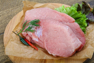 Raw pork steak