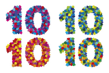 Zahlen aus bunten Papierschnipseln