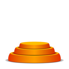 Empty Vector Podium. Isolated On White Background. Yellow 3D Stage. Realistic Platform. Round Pedestal Concept.