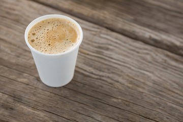 Close-up of coffee in disposable cup