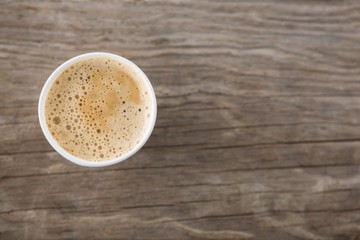 Close-up of coffee in disposable cup