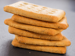 stack of square salt crackers