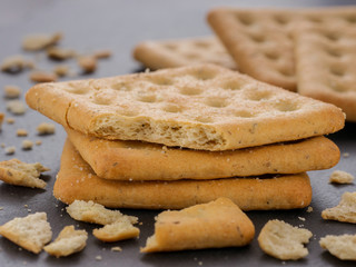 stack of square salt crackers