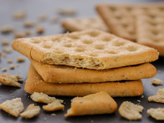 stack of square salt crackers