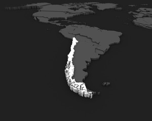 chile map 3D illustration