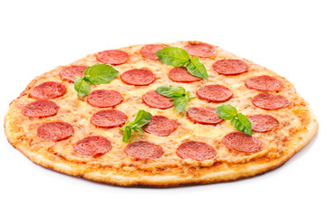 Pepperoni Pizza, isolated on white background