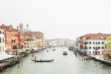 Fototapeta na wymiar Grand Canal in foggy morning, Venice, Italy