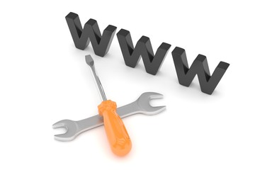 3D Illustration Wrench and screwdriver, service concept