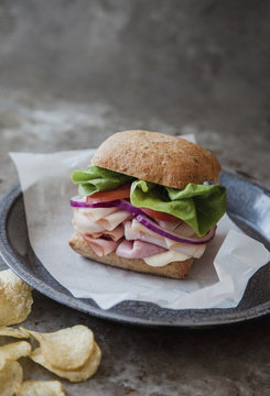 Cold Cut Snadwich With Whole Wheat Bun