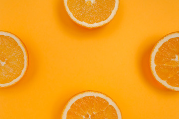 Orange pattern on orange background citrus arrangement