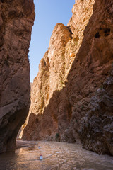 River over the road at Gorges du Dades R704, Flooded road, Morocco