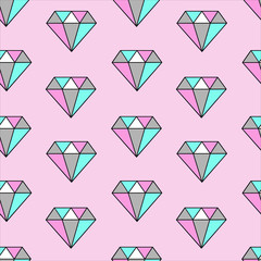 pastel crystals on pink background pattern seamless vector