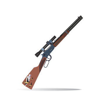 Hunting rifle, vector illustration in flat style design