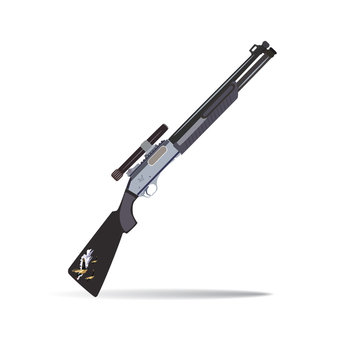 Hunting rifle, vector illustration in flat style design