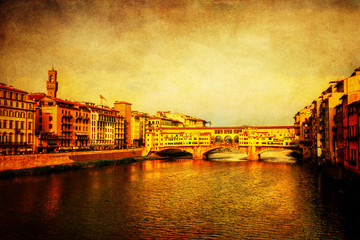 Plakat vintage style picture of the Ponte Vecchio