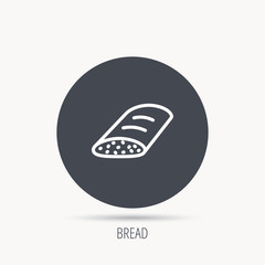 Bread icon. Natural food sign. Bakery symbol. Round web button with flat icon. Vector