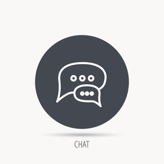 Chat icon. Comment message sign. Dialog speech bubble symbol. Round web button with flat icon. Vector