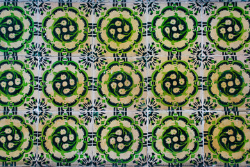 Green azulejos. traditional ceramic tiles