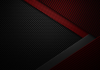 Abstract red black carbon fiber textured material design - obrazy, fototapety, plakaty