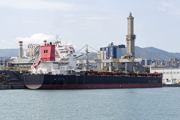 detail of a big bulk carrier ship