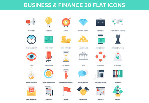 30 Colorful Business and Finance Icons