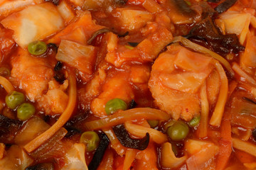 Chicken in sweet and sour sauce in Chinese