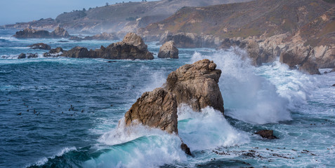 Crashing Waves Big Sur California Coast - Powered by Adobe