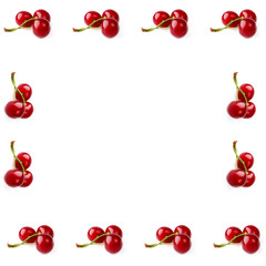 frame with cherry isolated on a white background top view of a flat style