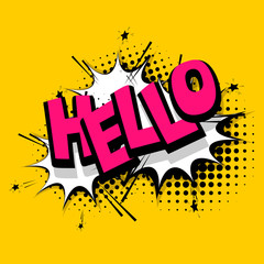 Lettering hello, positive label balloon