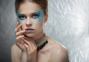 Obraz premium girl with bright fashion make-up