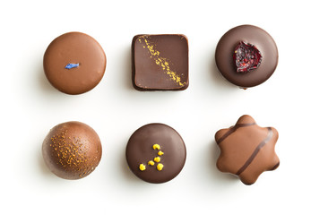 Various chocolate pralines.
