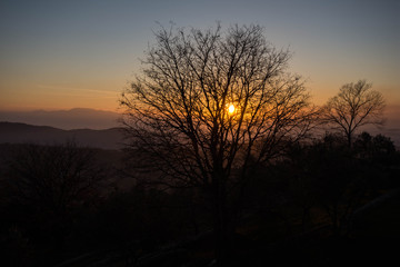 Fototapeta na wymiar Sunset as seen from Acropolis of Civitavecchia di Arpino, Ciociaria, Italy