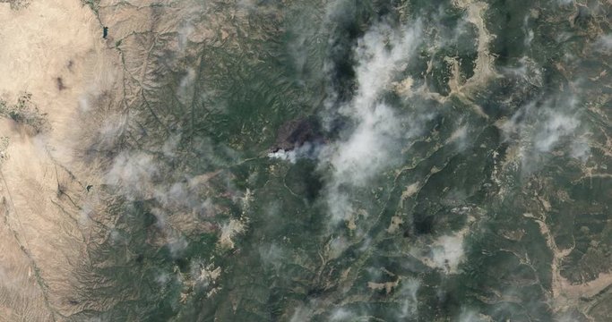 Aerial zoom out over the 2013 Jaroso fires, northern New Mexico. Data: USGS/NASA Landsat.