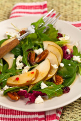 Pear Salad with Feta Cheese. Selective focus.