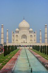 Fototapeta na wymiar Taj Mahal with reflecting pool in Agra, Uttar Pradesh, India