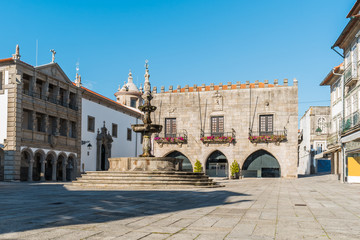 Fototapeta na wymiar Famous Town Hall at the Praca da Republica in Viana do Castelo