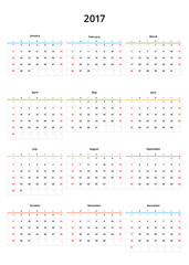 calendar 2017 year template