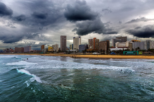 Republic of South Africa. Durban, KwaZulu-Natal. The Golden Mile - Durban's Beachfront Promenade and coastline